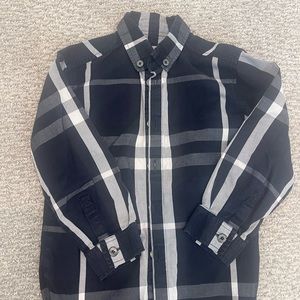 VGUC Burberry black plaid button down shirt - size 3Y